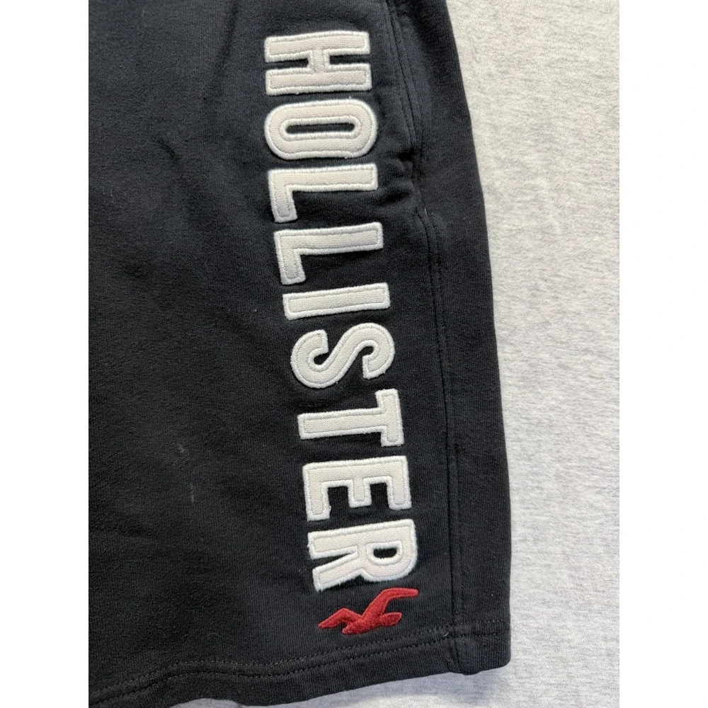 Hollister Sweat Shorts Mens S Black Applique Logo Cotton Athletic Gym Training